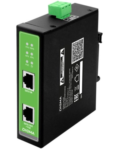 DNP30W48GDXM 10/100/1000BASE-T 30Вт 37-57В(DC). Инжектор PoE. Digma в Новом Уренгое