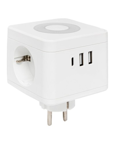Тройник Куб 2 гнезда 2USB 2,4А+Type C + Ночник. Тройник Куб. EKF в Новом Уренгое