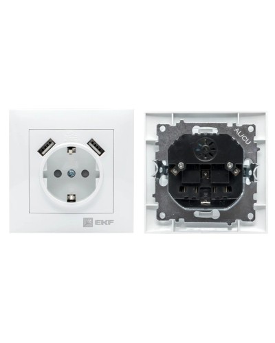 Валенсия розетка 1-местная с/з 16А (EWR16-028-10-2USB). Розетка 1-местная с/з 16А. EKF в Новом Уренгое