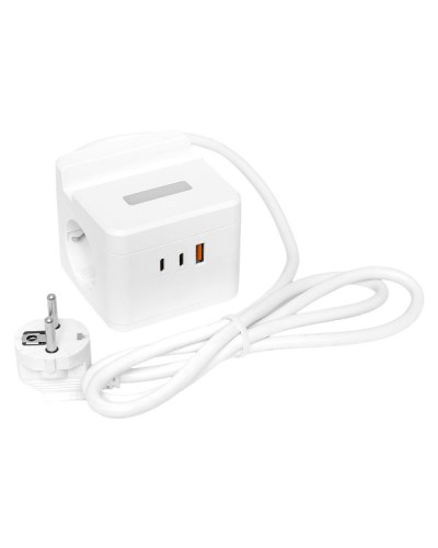 Удлинитель Куб 2 гнезда USB + 2Type C с быстрой зарядкой, подставкой под телефон и ночником 1,3 метра 1мм2. Удлинитель Куб. EKF в Новом Уренгое
