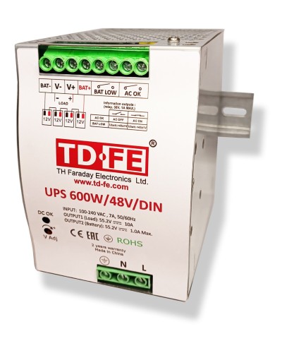 UPS 600W/48V/DIN. Источник вторичного электропитания резервированный. FARADAY в Новом Уренгое