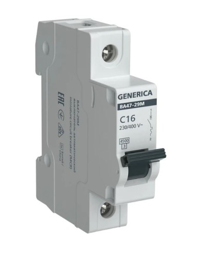 GENERICA ВА47-29М 1P C 16А 4,5кА (MVA21-1-016-C-G). Автоматический выключатель. IEK в Новом Уренгое