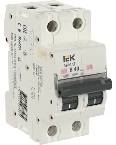 M06N 2P B 40А 6кА ARMAT (AR-M06N-2-B040). Автоматический выключатель. IEK в Новом Уренгое