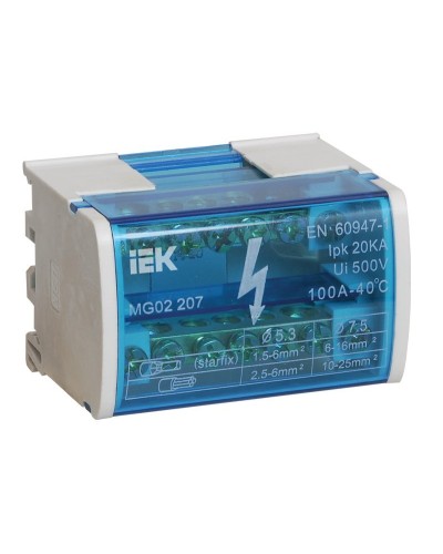 ШНК 2х7 L+PEN (YND10-2-07-100). Шина на DIN-рейку в корпусе (кросс-модуль). IEK в Новом Уренгое