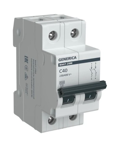 GENERICA ВА47-29М 2P C 40А 4,5кА (MVA21-2-040-C-G). Автоматический выключатель. IEK в Новом Уренгое