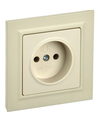 Розетка без з/к в сборе РСР10-1-0-БрКр бежевый BRITE (BR-R10-10-K10-F). Розетка без заземления без защитных шторок. IEK в Новом Уренгое