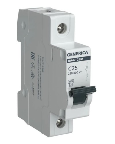 GENERICA ВА47-29М 1P C 25А 4,5кА (MVA21-1-025-C-G). Автоматический выключатель. IEK в Новом Уренгое