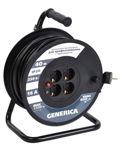 УК40 4 места 2P+PE, 40м GENERICA (WKP20-16-04-40-G). Удлинитель на катушке с термозащитой, 3х1,5кв.мм. IEK в Новом Уренгое