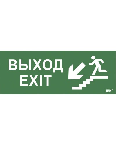 Самоклеящаяся этикетка Выход/лестница вниз/фигура для ССА (LPC10-1-35-13-VLVNF). Самоклеящаяся этикетка 240х90 мм. IEK в Новом Уренгое