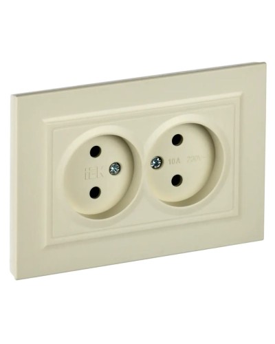 Розетка 2-местная без з/к РС12-2-БрКр бежевый BRITE (BR-R20-10-K10-F). Розетка без заземления без защитных шторок в сборе. IEK в Новом Уренгое