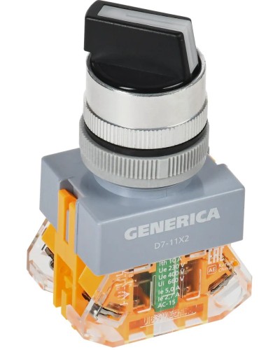 Переключатель D7-11X2 на 2 положения черный GENERICA (BSW50-11X2-3-21-2-K02-G). Переключатель. IEK в Новом Уренгое