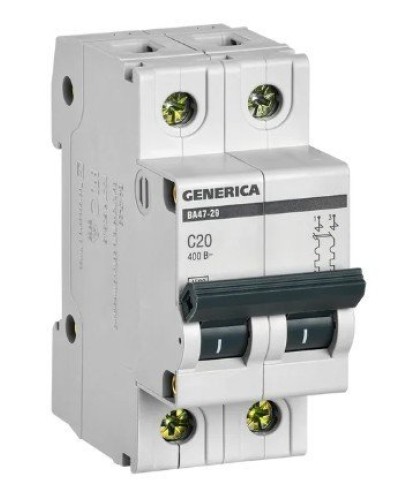 GENERICA ВА47-29 2P C 20А 4,5кА (MVA25-2-020-C). Автоматический выключатель. IEK в Новом Уренгое