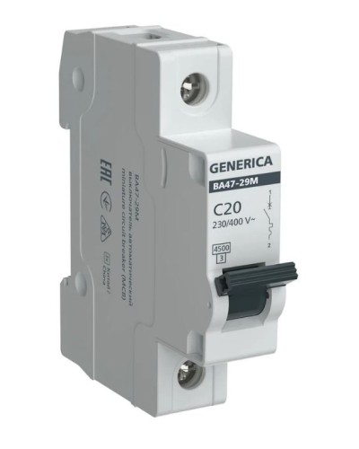GENERICA ВА47-29М 1P C 20А 4,5кА (MVA21-1-020-C-G). Автоматический выключатель. IEK в Новом Уренгое