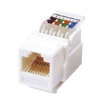 Модуль Keystone Jack RJ-45(8P8C), UTP, CAT 5e, тип 180 градусов, самозажимной, белый REXANT (03-1012): Модуль Keystone Jack