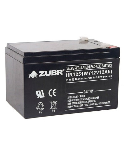 ZUBR HR 1251W (12V, 12Ah). Аккумулятор герметичный свинцово-кислотный. ZUBR в Новом Уренгое