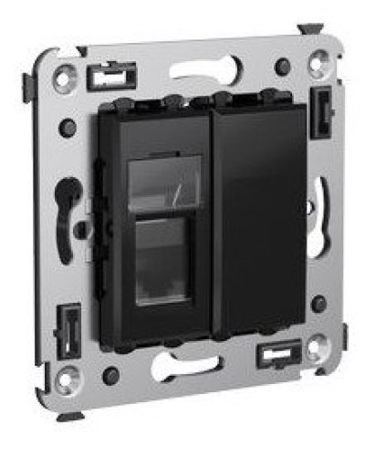 Розетка RJ-45 в стену Avanti одинарная черный квадрат (4402463). Розетка компьютерная. ДКС в Новом Уренгое