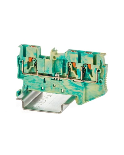 Клемма заземления, 3 точки подключения, 2.5 кв.мм (VPR-2.5-TWIN-PE-YG). Клемма заземления, зажим push-in. ДКС в Новом Уренгое