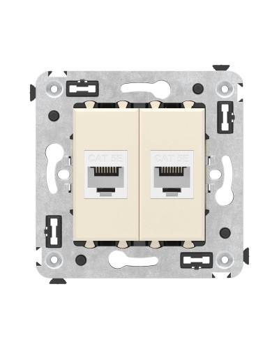 Розетка RJ-45 в стену, кат.5E, Avanti, двойная, ванильная дымка (4405664). Розетка компьютерная. ДКС в Новом Уренгое