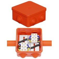 Коробка JBS080 85х85х50, 6 вых., 12P (0,15-2,5 мм²) (43071HF). Коробка монтажная, огнестойкая, без галогена. Экопласт