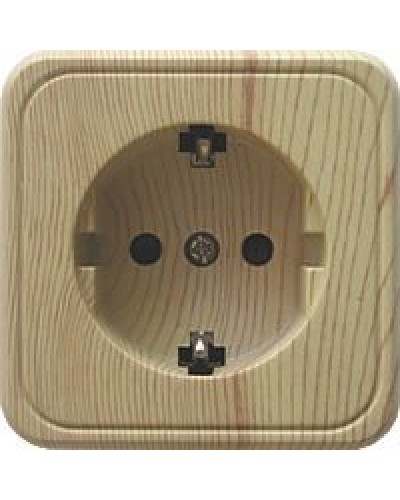 Розетка одинарная открытой установки с з/к, сосна, LK Standard (813225). Розетка с заземляющими контактами и защитными шторками. Экопласт в Новом Уренгое