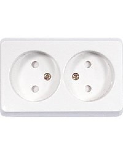 Розетка двойная открытой установки без з/к, белый, LK Standard (813604). Розетка без заземляющих контактов с защитными шторками. Экопласт в Новом Уренгое