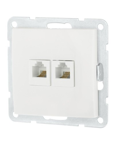Розетка телефонная двойная 2xRJ-12 с накладкой, белый LK60 (865604-1). Розетка телефонная. Экопласт в Новом Уренгое
