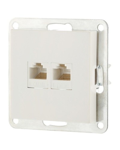 Розетка 2xRJ-45 кат.5е с накладкой, белый LK80 (846204-1). Розетка компьютерная двойная. Экопласт в Новом Уренгое