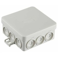 Коробка JBL085 85х85х38, 12 вых., 6P (0,15...2,5мм²) серая (43255HF-GR). Коробка монтажная, огнестойкая, без галогена. Экопласт