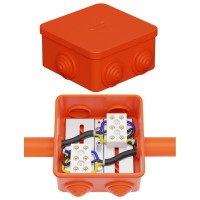 Коробка JBS080 85х85х50, 6 вых., 3P (0,15-10,0 мм²) (43301HF). Коробка монтажная, огнестойкая, без галогена. Экопласт