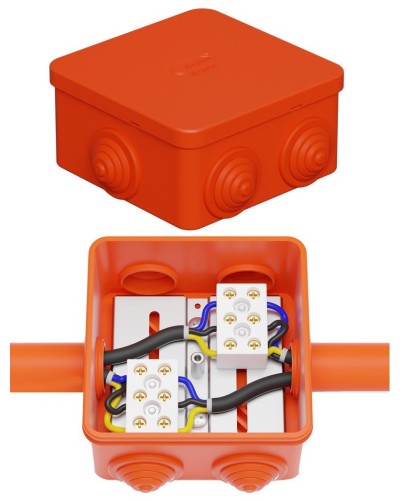Коробка JBS080 85х85х50, 6 вых., 3P (0,15-10,0 мм²) (43301HF). Коробка монтажная, огнестойкая, без галогена. Экопласт в Новом Уренгое