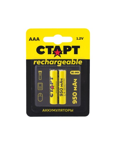 СТАРТ HR03 (AAA, 950mah), упак. 2 шт. БЛИСТЕР. Перезаряжаемые аккумуляторы. СТАРТ в Новом Уренгое