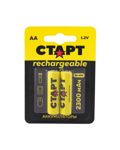СТАРТ HR6 (AA, 2300 mah), упак. 2 шт. БЛИСТЕР. Перезаряжаемые аккумуляторы. СТАРТ в Новом Уренгое